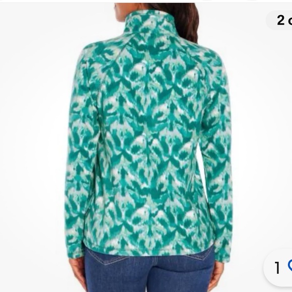 Eddie Bauer 1/2 Zip Recycled Fleece Pullover Sea-foam Green White Abstract Print - Picture 10 of 15